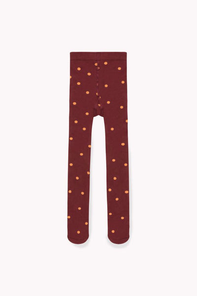 TINYCOTTONS DOTS TIGHTS AUBERGINE/CORAL
