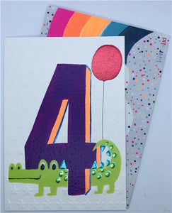 PAPER SALAD Age 4 Crocodile BIRTHDAY CARD