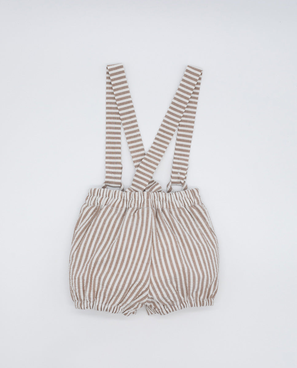 Fina Ejerique TAUPE STRIPED ELASTIC SHORTS P22B96