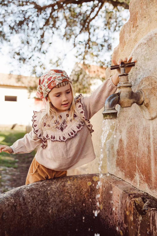 LOUISE MISHA Abalone Blouse Cream Check