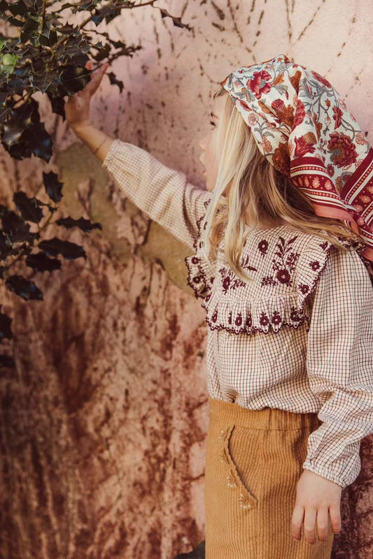 LOUISE MISHA Abalone Blouse Cream Check