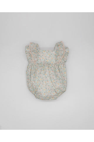 Fina Ejerique GREEN ROMPER WITH PINK FLOWERS AND PINK BOW  PINK Ref. P23A51