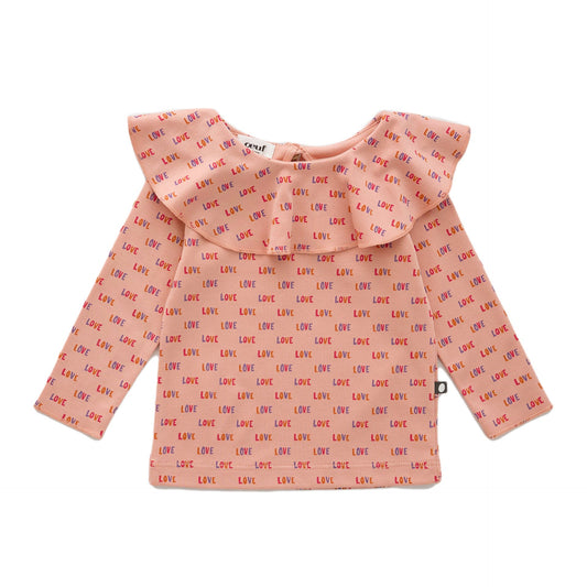 OEUF NYC  Ruffle Collar Shirt Peony / Love
