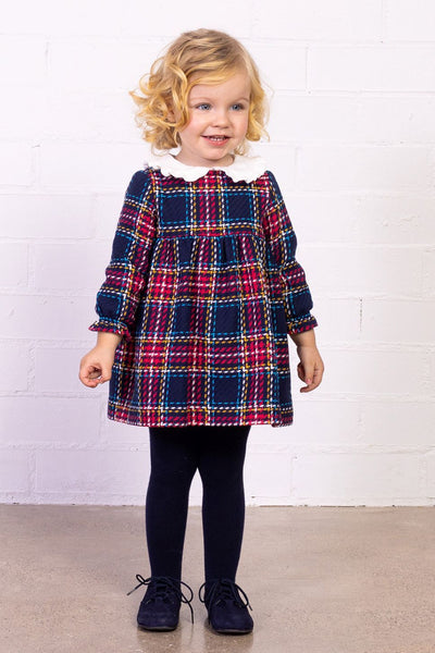 Fina Ejerique RED AND NAVY CHECKED WOOL MINI DRESS  O22A64