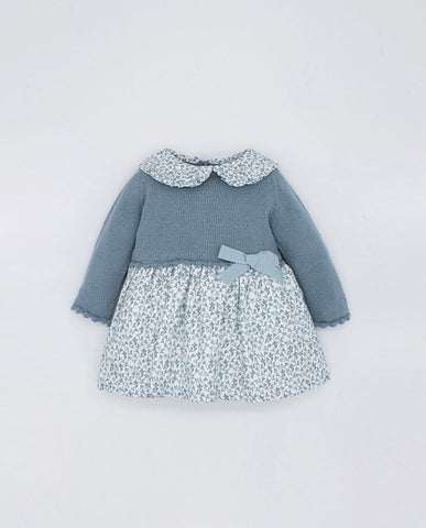 Fina Ejerique BABY BLUE FLOWER AND KNIT DRESS  O22C10