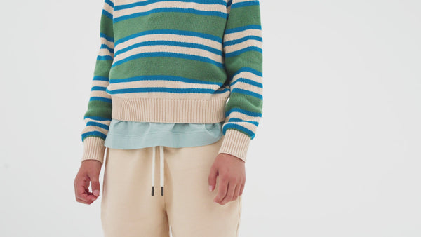 REPOSE AMS KNIT RAGLAN SWEATER - IRREGULAR STRIPE