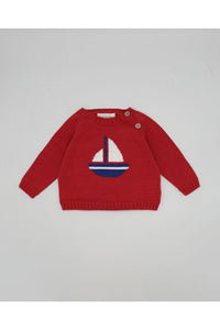 Fina Ejerique RED SWEATER WITH SAILBOAT DESIGN  Ref. P23B43