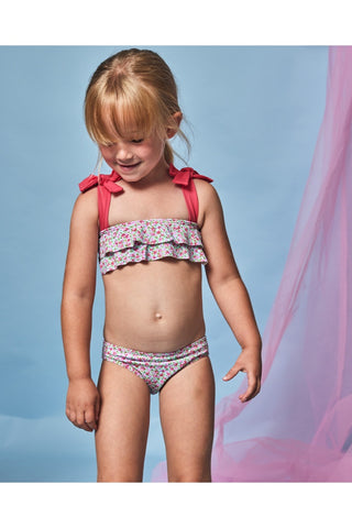 Fina Ejerique PINK FLOWER BIKINI WITH STRAPS AND STRAWBERRY BOWS  Ref. P23P65