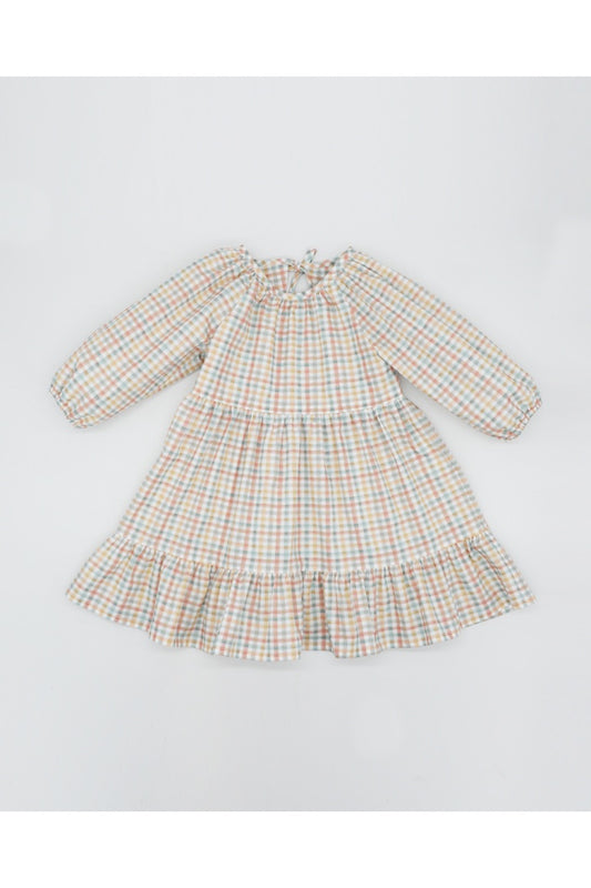 Fina Ejerique CHECK POPLIN DRESS WITH PUFFED SLEEVES AND BOW BACK  Ref. P23M59