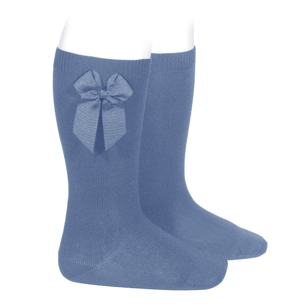 CONDOR Knee-high socks with side grossgrain bow