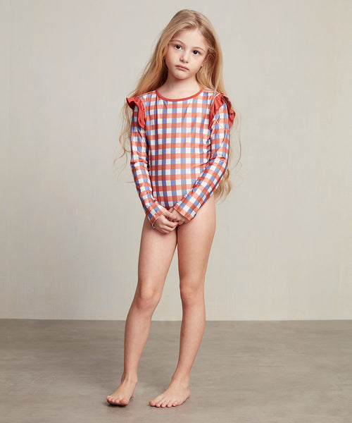 OEUF NYC Girl Wet Suit-Rust/Gingham