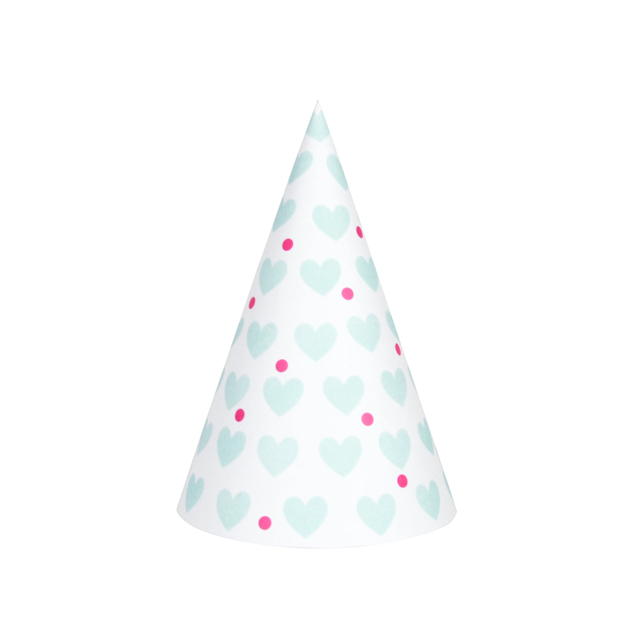 My Little Day  8 party hats - aqua hearts