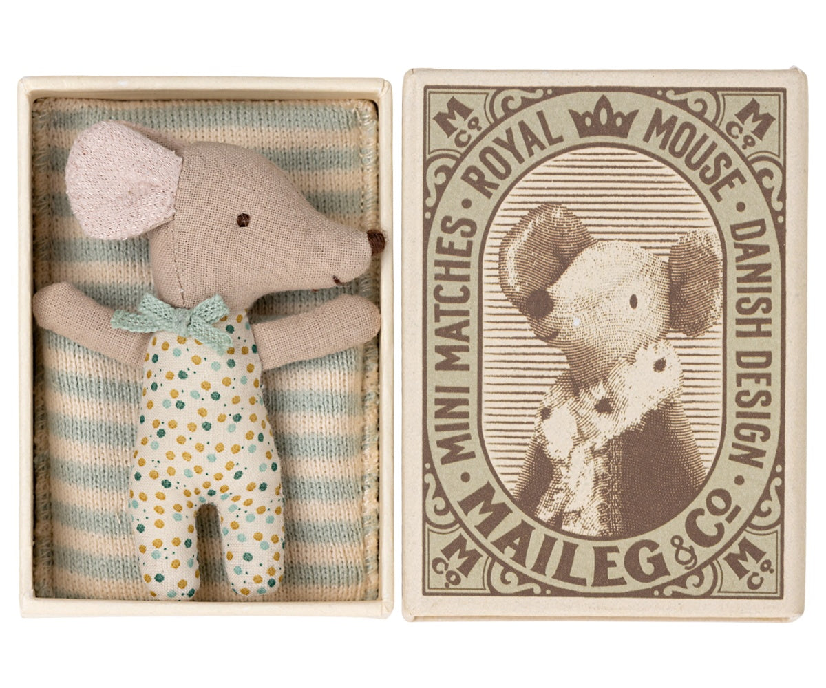 MAILEG MOUSE SLEEPY-WAKEY BABY IN BOX BLUE