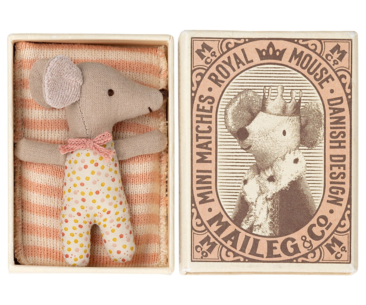 MAILEG MOUSE SLEEPY-WAKEY BABY IN BOX ROSE