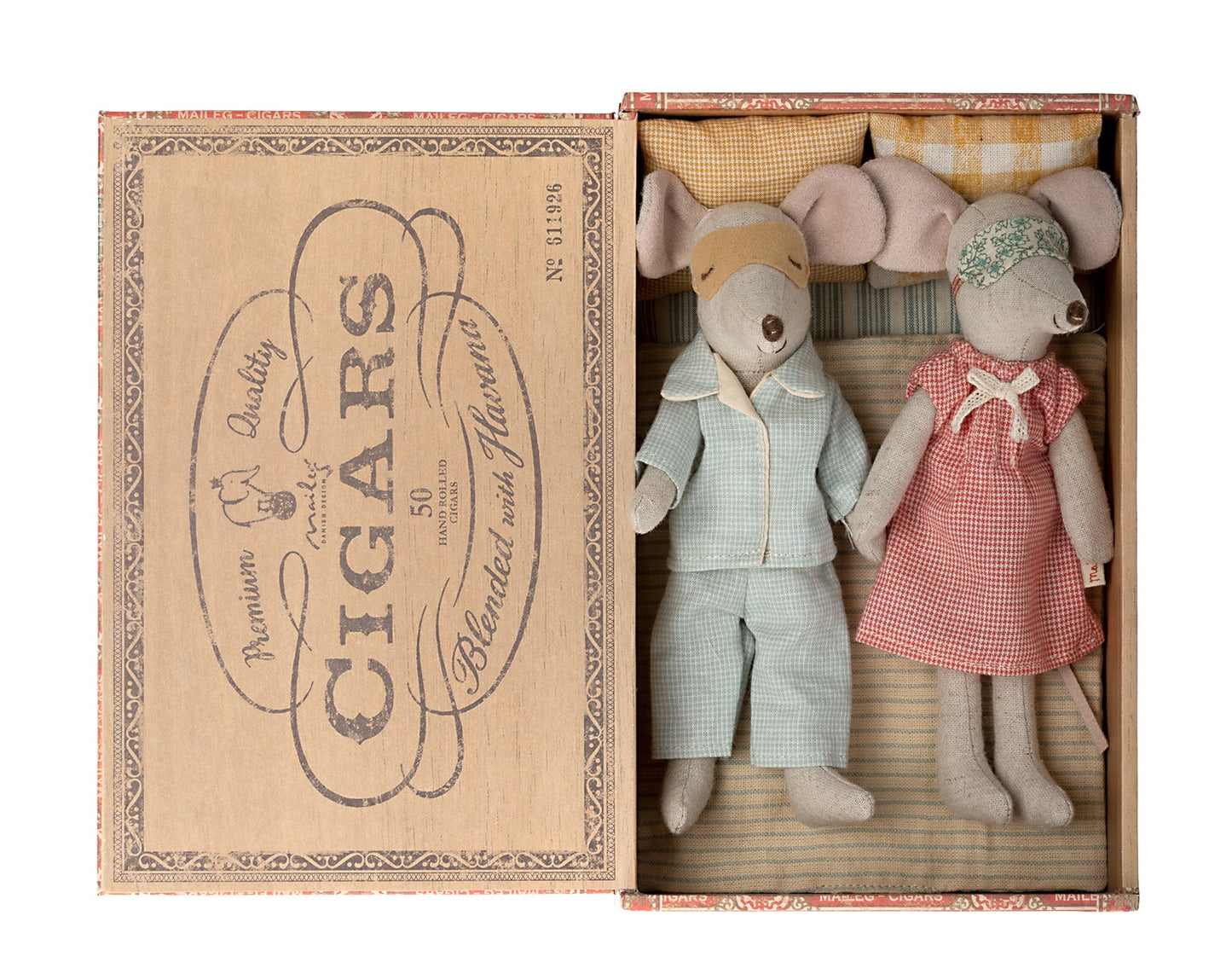 MAILEG MUM AND DAD MICE IN CIGARBOX