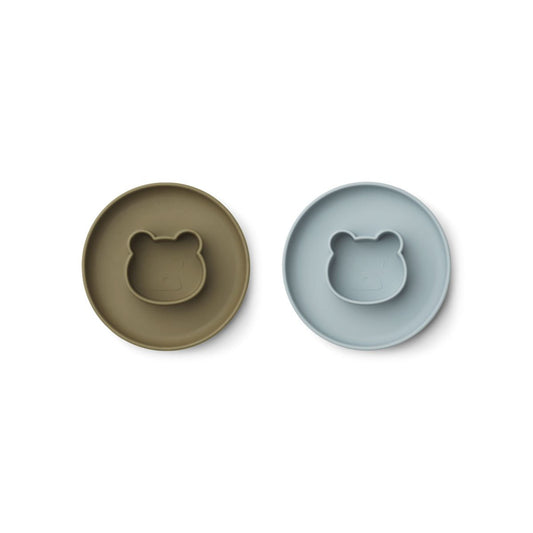 Liewood Gordon plate 2-pack - Mr bear blue fog/khaki mix