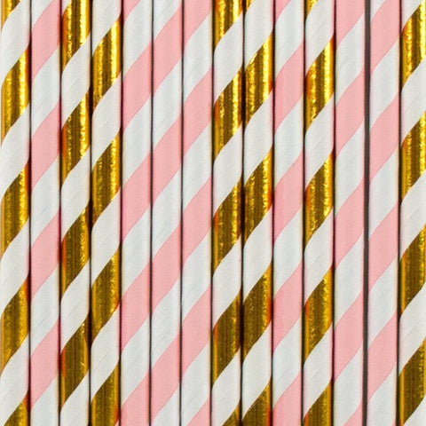 My Little Day  paper straws - light pink and golden