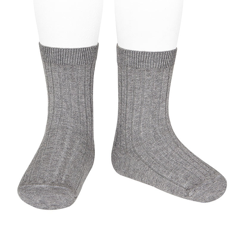 Condor BASIC RIB SHORT SOCKS LIGHT GREY  ribbed ankle sock 230