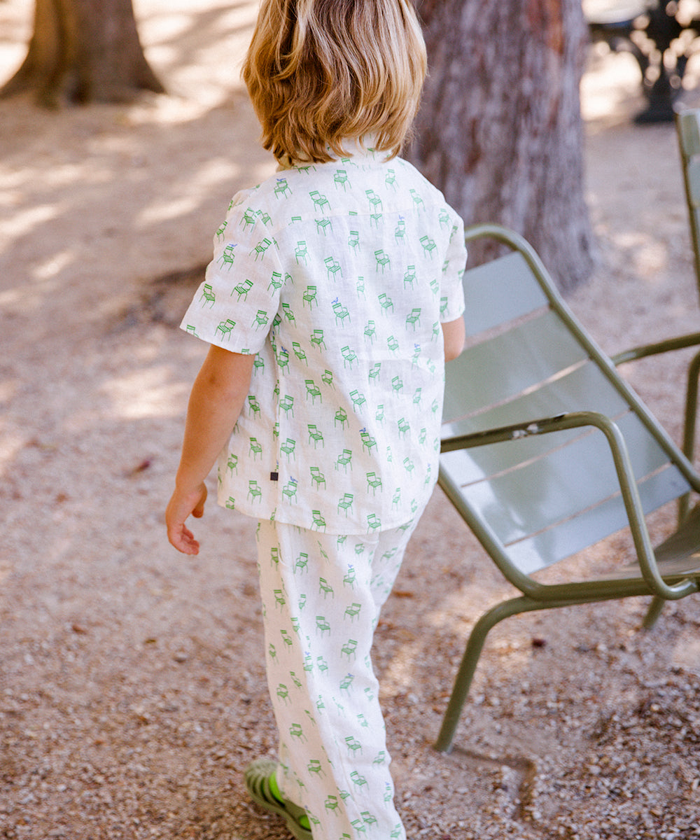 OEUF NYC Button Down Shirt Gardenia/Chair