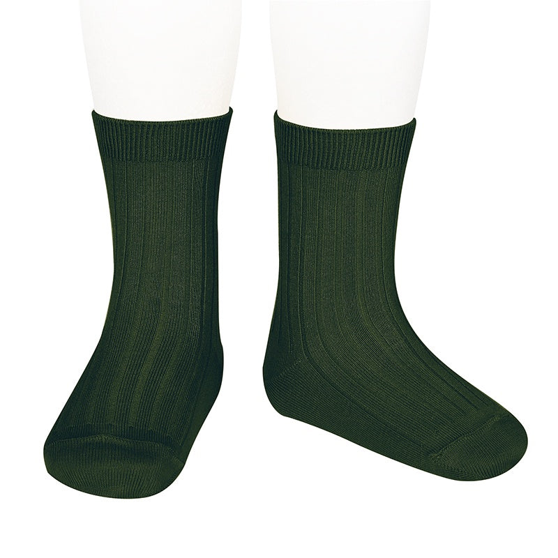 Condor BASIC RIB SHORT SOCKS BOTTLE GREEN ribbed ankle sock 780