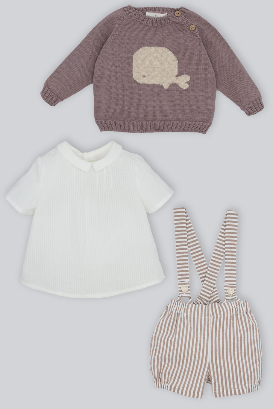 Fina Ejerique TAUPE STRIPED ELASTIC SHORTS P22B96