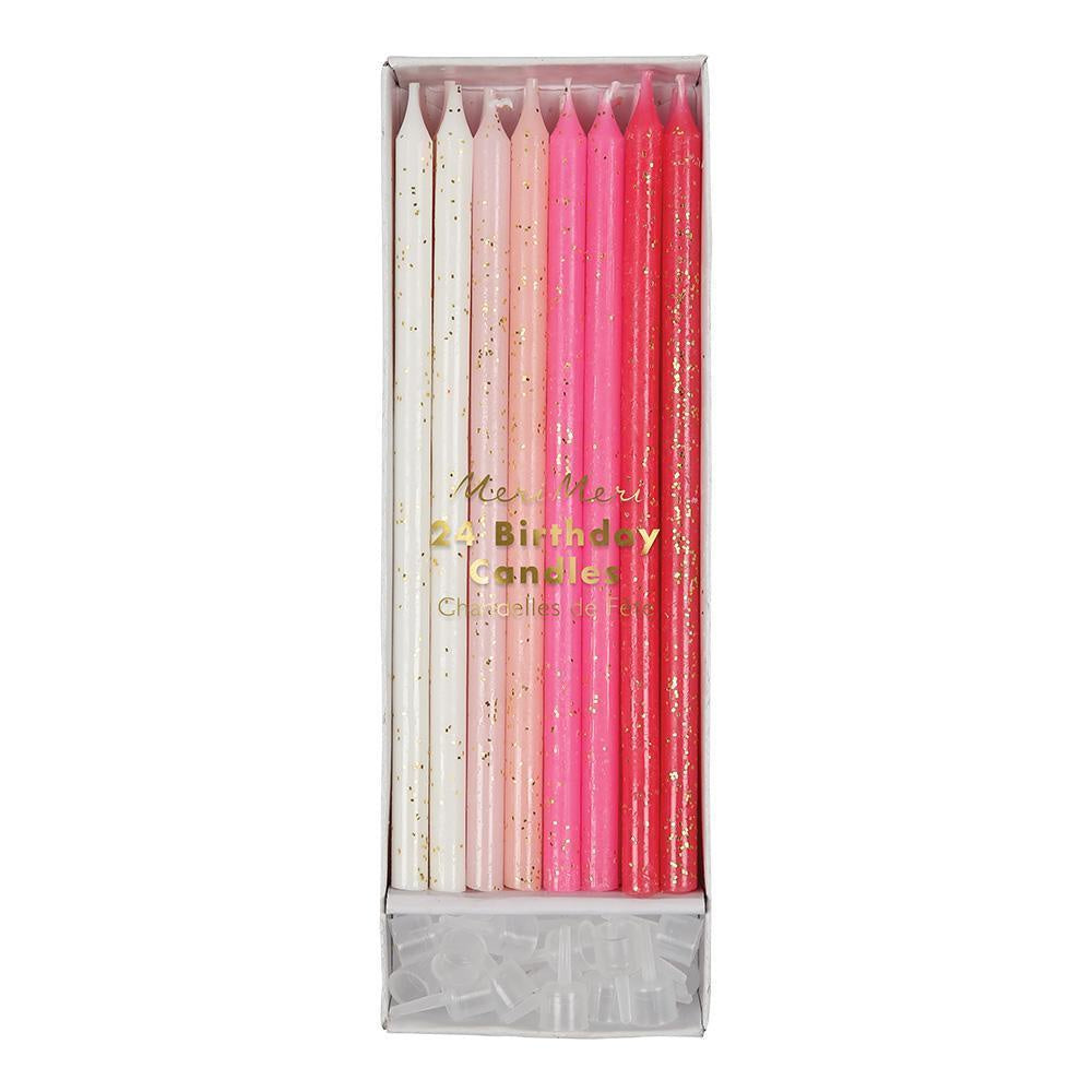 Meri Meri Glitter Candles - Pink 24Set
