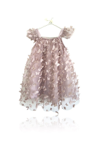 DOLLY BY LE PETIT TOM ® ALLOVER BUTTERFLIES TUTU DRESS MAUVE PINK