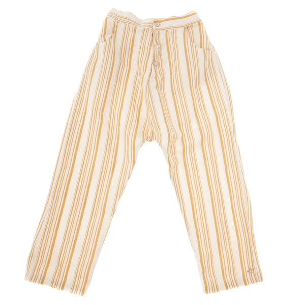 TOCOTO VINTAGE STRIPED PYJAMA STYLE TROUSERS WITH FRONT POCKETS mustard