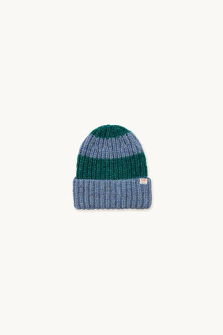 TINYCOTTONS BIG STRIPES BEANIE *cold grey/petrol green*
