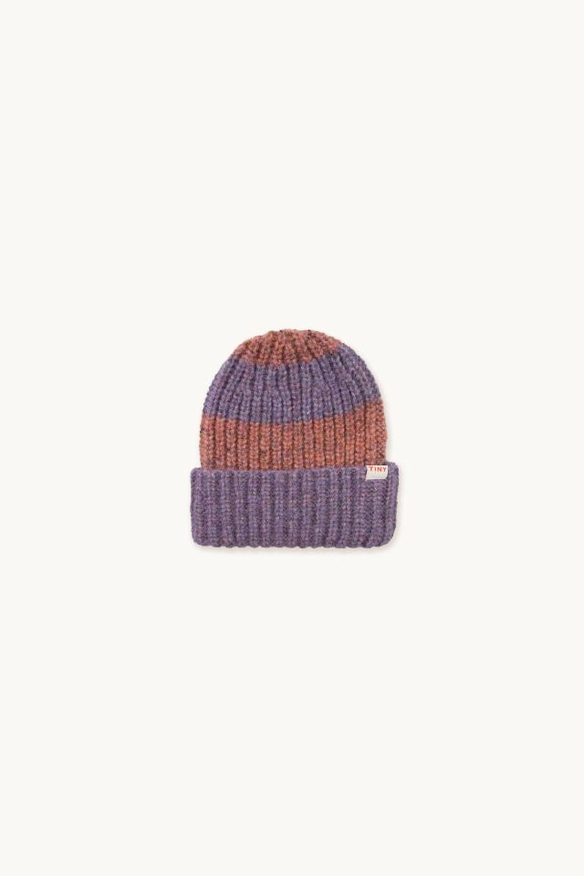 TINYCOTTONS BIG STRIPES BEANIE *violet/powder pink*