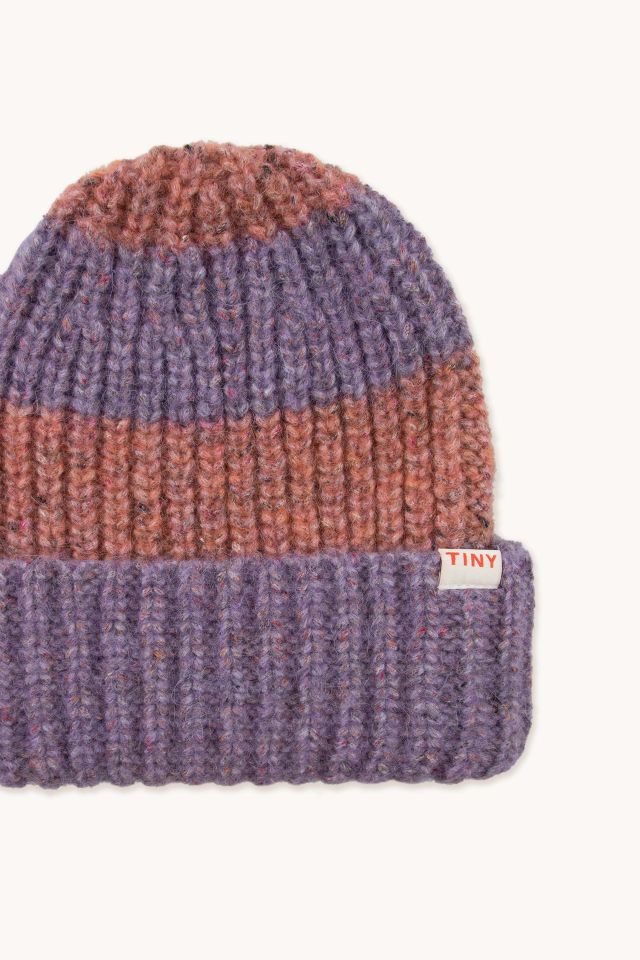 TINYCOTTONS BIG STRIPES BEANIE *violet/powder pink*