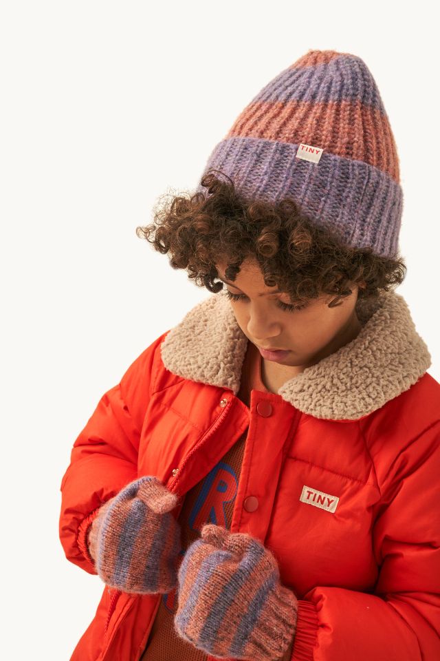 TINYCOTTONS BIG STRIPES BEANIE *violet/powder pink*