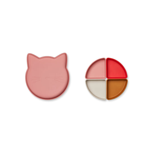 Liewood ARNE DIVIDER PLATE CAT / DUSTY RASPBERRY MULTI MIX