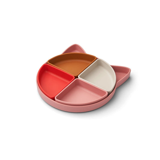 Liewood ARNE DIVIDER PLATE CAT / DUSTY RASPBERRY MULTI MIX