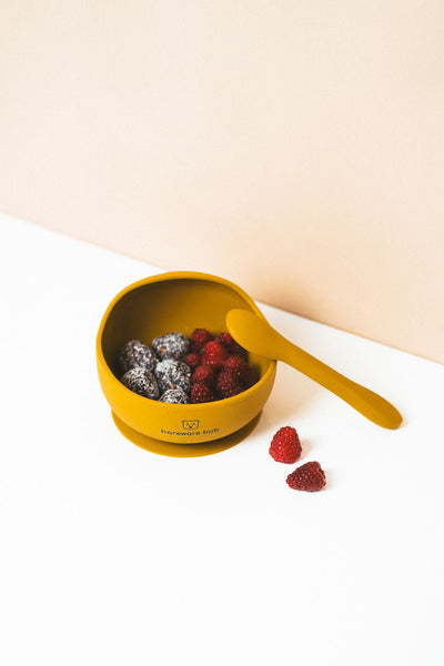 Bareware Bub Feed Me Easy | bowl + spoon sunrise colour