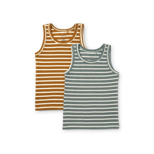 LIEWOOD FARIS TANK TOP 2 PACK  Y/D STRIPE: BLUE FOG MULTI MIX