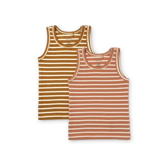 LIEWOOD FARIS TANK TOP 2 PACK  Y/D STRIPE: TUSCANY ROSE MULTI MIX
