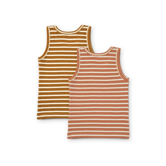 LIEWOOD FARIS TANK TOP 2 PACK  Y/D STRIPE: TUSCANY ROSE MULTI MIX