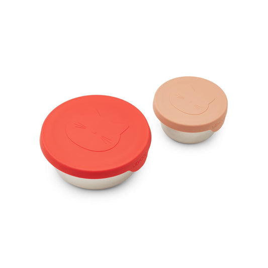 Liewood FIBY SNACK BOX SET  CAT APPLE RED/TUSCANY ROSE MIX