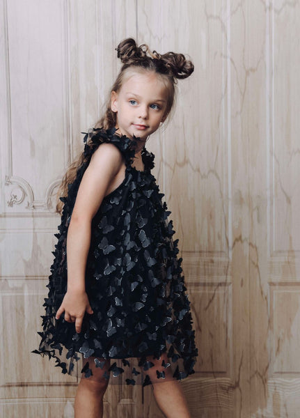DOLLY BY LE PETIT TOM ® ALLOVER BUTTERFLIES TUTU DRESS BLACK