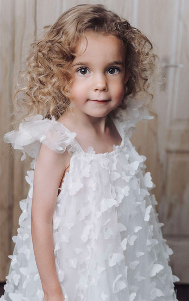 DOLLY BY LE PETIT TOM ® ALLOVER BUTTERFLIES TUTU DRESS WHITE
