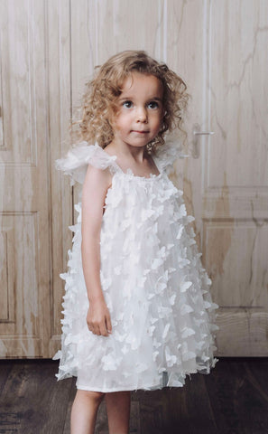 DOLLY BY LE PETIT TOM ® ALLOVER BUTTERFLIES TUTU DRESS WHITE
