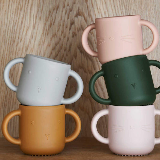 LIEWOOD Gene Silicone Cup 2 Pack - Cat light lavender rose mix