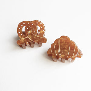 YUJIE Pretzel and Croissant Hair Claws (Small, Set)