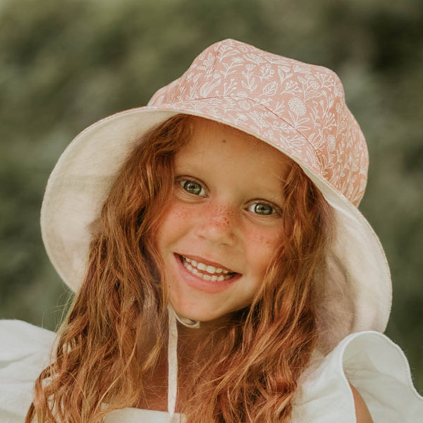 BEDHEAD HATS 'Wanderer' Girls Panelled Bucket Sun Hat - Freya / Flax