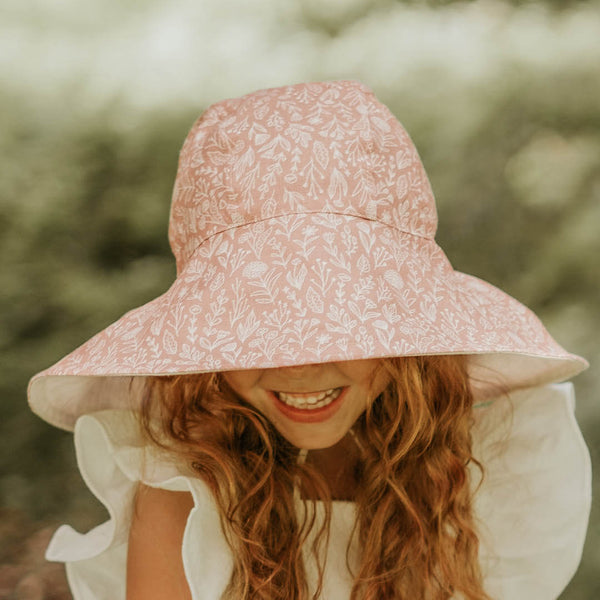 BEDHEAD HATS 'Sightseer' Girls Wide-Brimmed Sun Bonnet -Freya / Flax