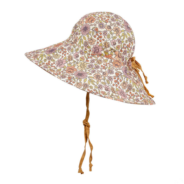BEDHEAD HATS 'Sightseer' Girls Wide-Brimmed Sun Bonnet -Matilda / Maize