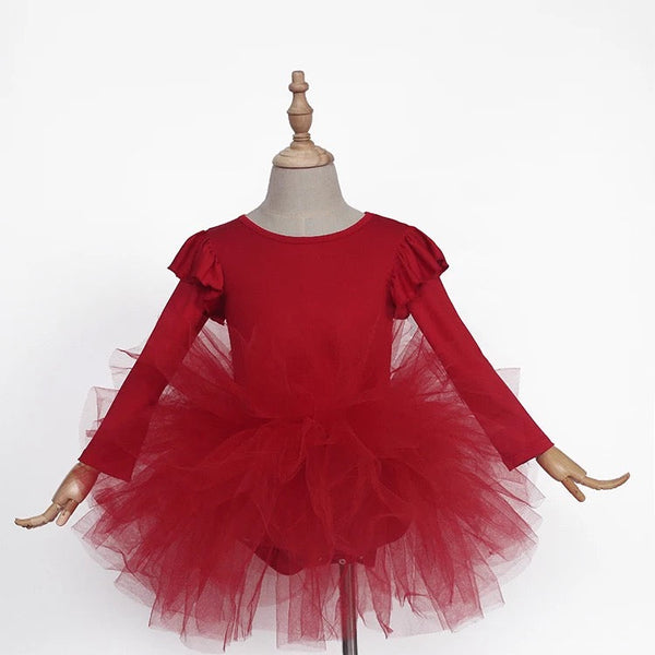 DOLLY BY LE PETIT TOM ® TIMELESS LONG SLEEVE TUTU DRESS RED