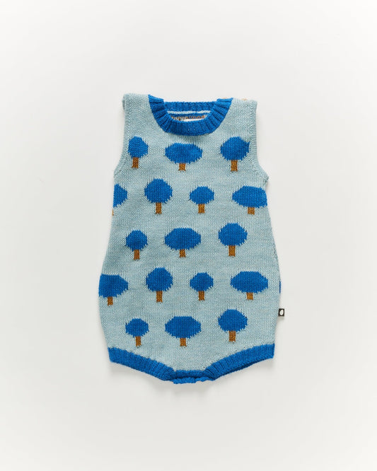 OEUF NYC Tree Motif Romper royal blue