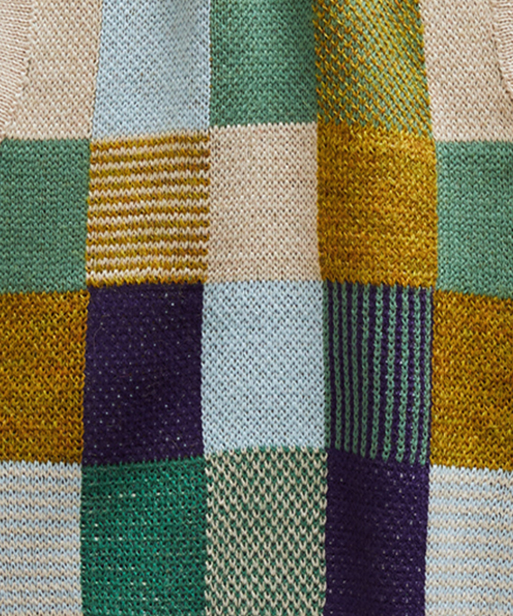 OEUF NYC Patchwork Suspender Shorts Eggshell/Patchwork